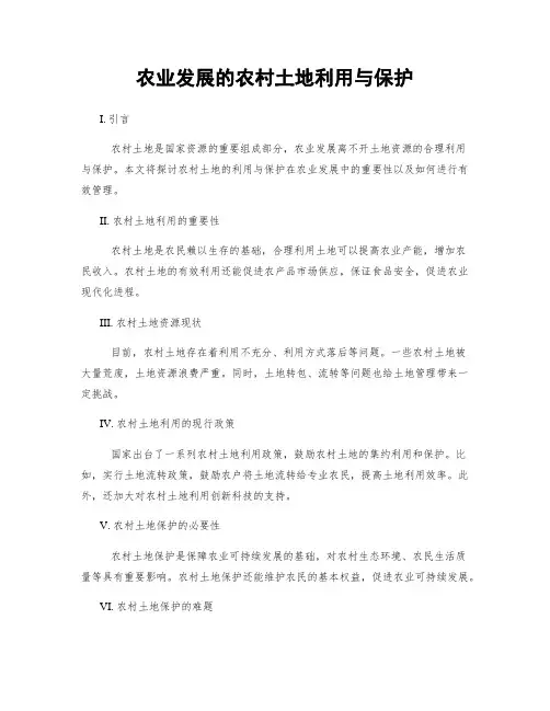 农业发展的农村土地利用与保护