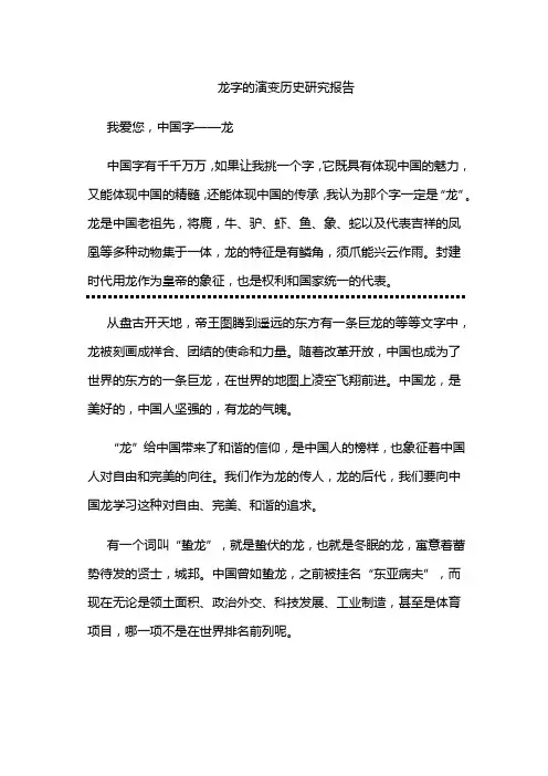 龙字的演变历史研究报告
