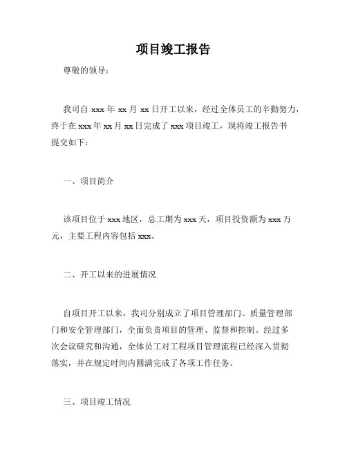 项目竣工报告