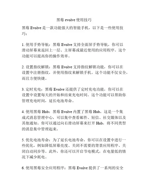 黑莓evolve使用技巧
