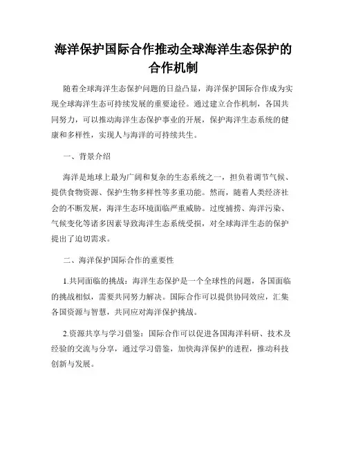 海洋保护国际合作推动全球海洋生态保护的合作机制