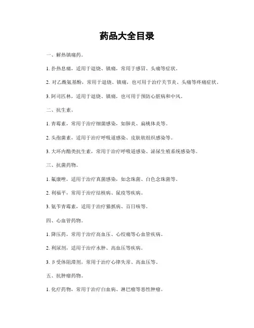 药品大全目录