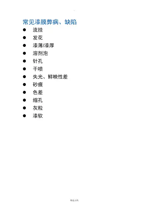 喷涂工艺常见缺陷的分析和对策