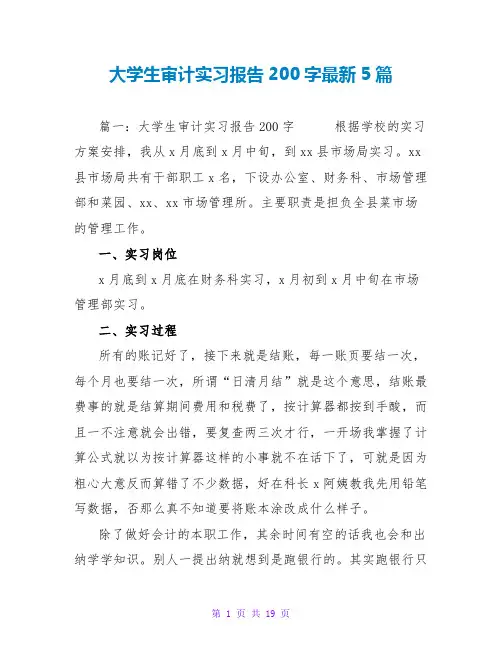 大学生审计实习报告200字最新5篇