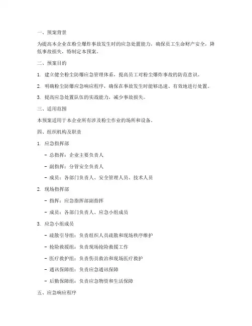 粉尘防爆应急演练预案模板