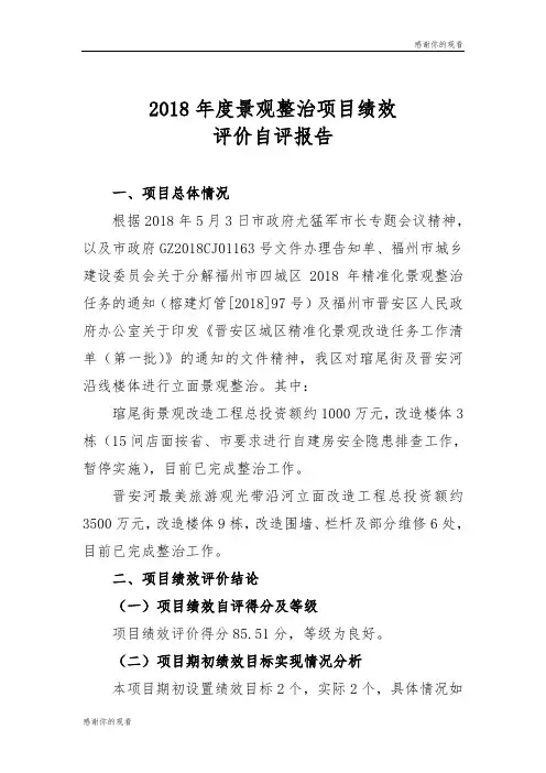 2018年度景观整治项目绩效评价自评报告.doc