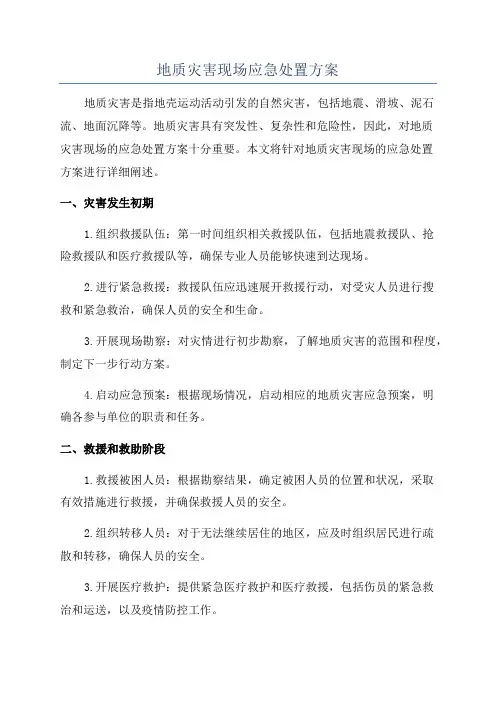 地质灾害现场应急处置方案