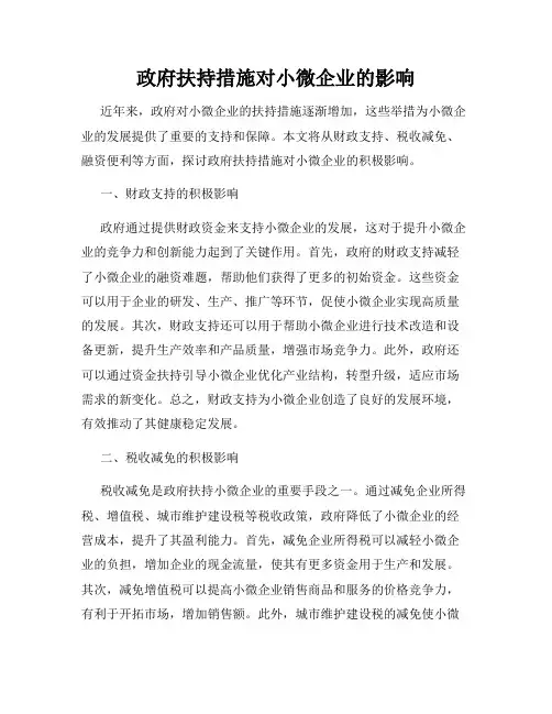 政府扶持措施对小微企业的影响