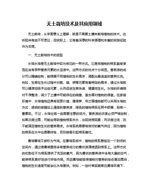 无土栽培技术及其应用领域