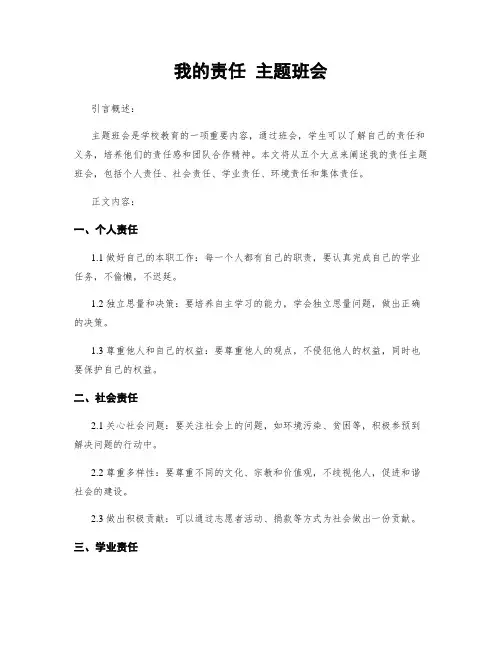 我的责任 主题班会