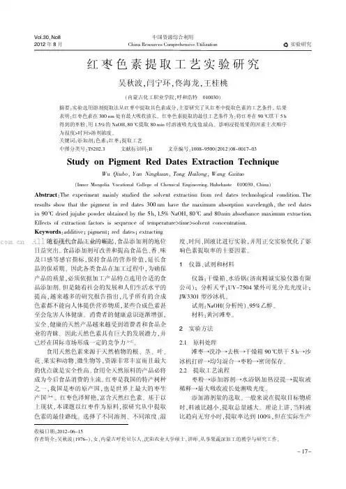 红枣色素提取工艺实验研究
