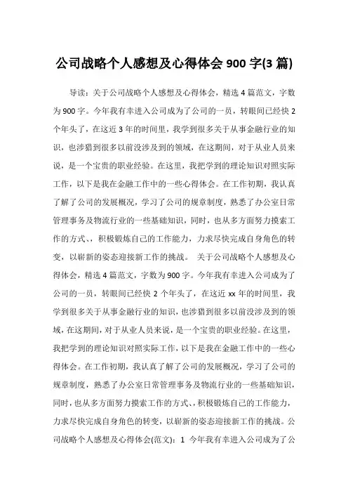 公司战略个人感想及心得体会900字(3篇)