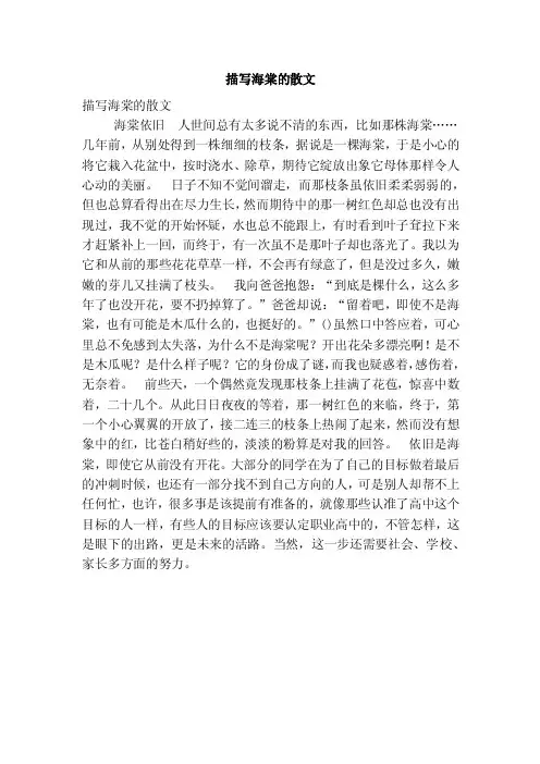 描写海棠的散文（优秀篇）