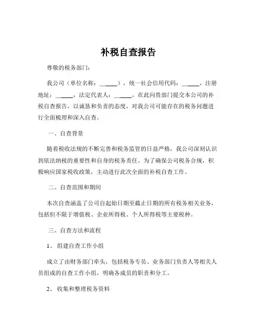 补税自查报告
