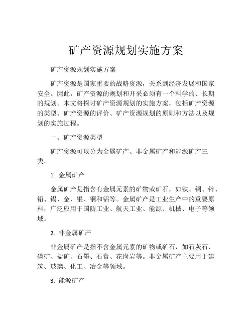 矿产资源规划实施方案