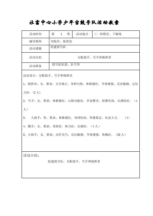 少年宫鼓号队教案