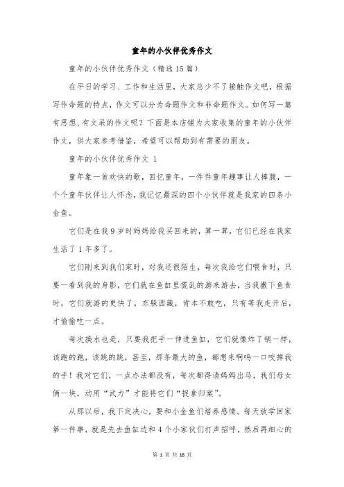 童年的小伙伴优秀作文