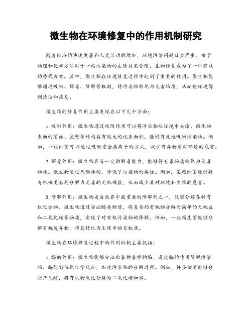 微生物在环境修复中的作用机制研究