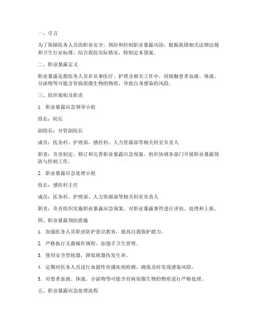 医务入院职业暴露应急预案