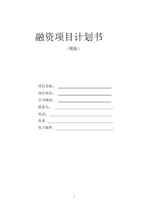 融资项目计划书(详细版)