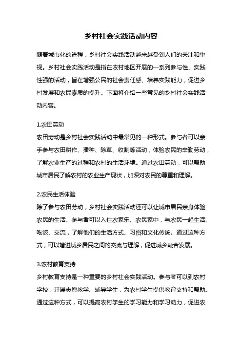 乡村社会实践活动内容