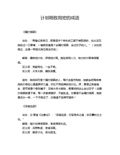 计划细致周密的成语