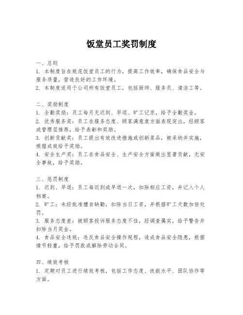 饭堂员工奖罚制度