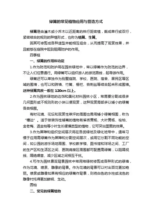 绿篱的常见植物应用与营造方式