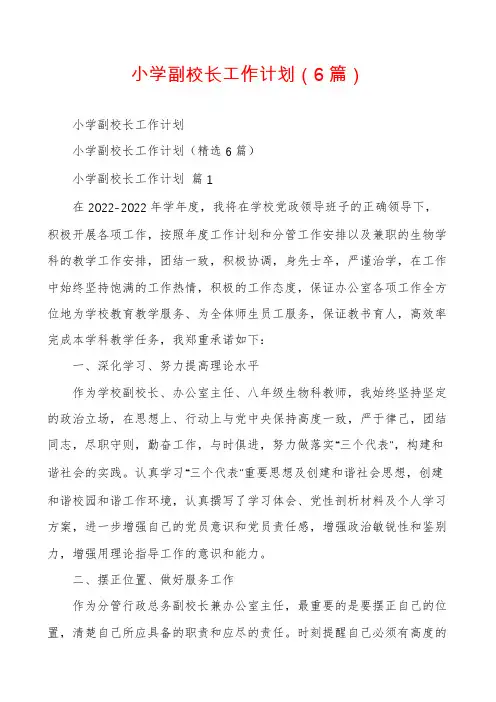小学副校长工作计划(6篇)