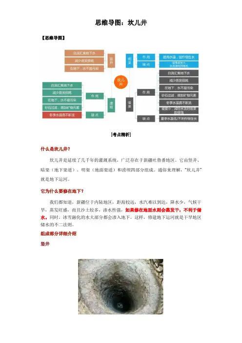 2023年新高考地理复习知识点思维导图与考点精解和例题讲解：坎儿井
