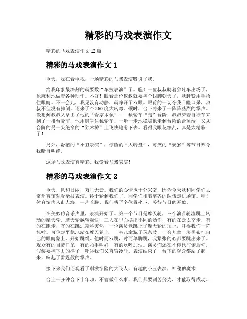 精彩的马戏表演作文