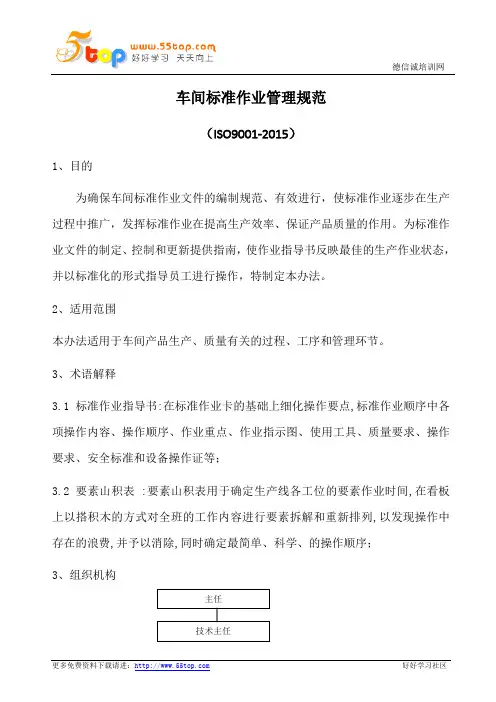 车间标准作业管理规范(含表格)