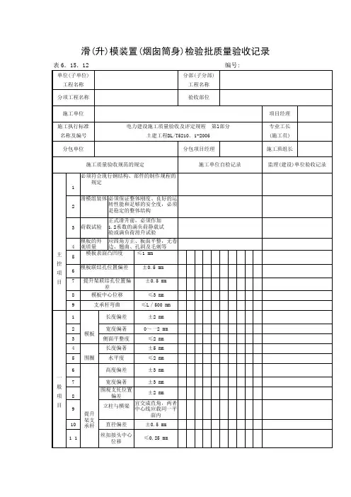 【工程文档】滑(升)模装置(烟囱筒身)检验批质量验收记录