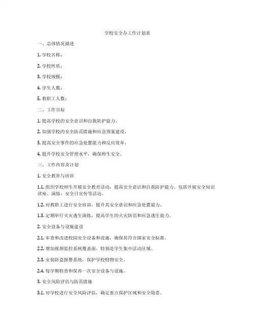 学校安全办工作计划表
