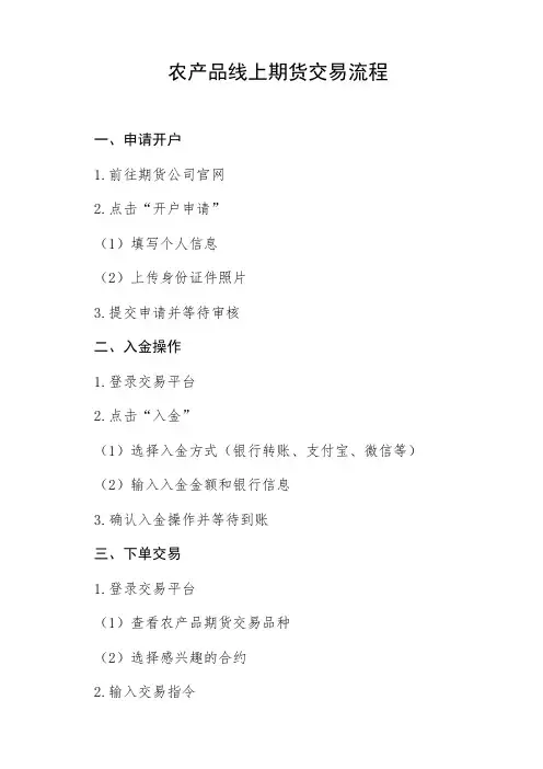 农产品线上期货交易流程