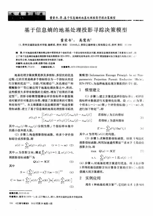 基于信息熵的地基处理投影寻踪决策模型
