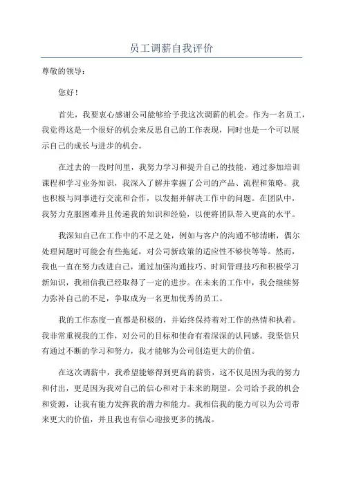 员工调薪自我评价