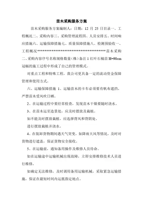 苗木采购服务方案.doc