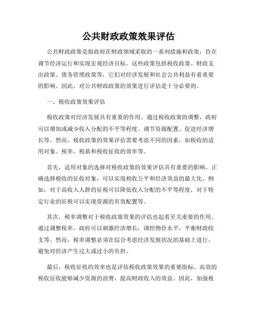 公共财政政策效果评估