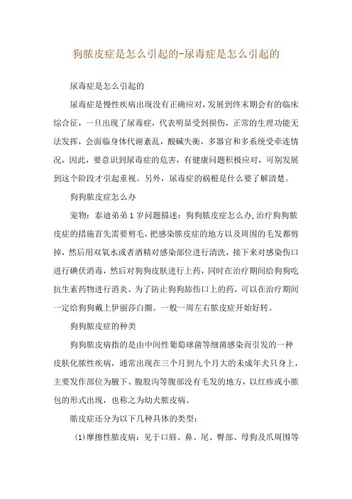 狗脓皮症是怎么引起的-尿毒症是怎么引起的