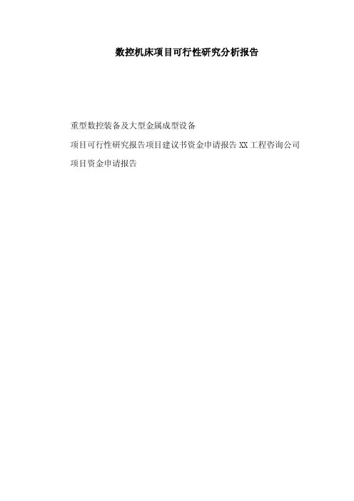 数控机床项目可行性研究分析报告（可编辑）