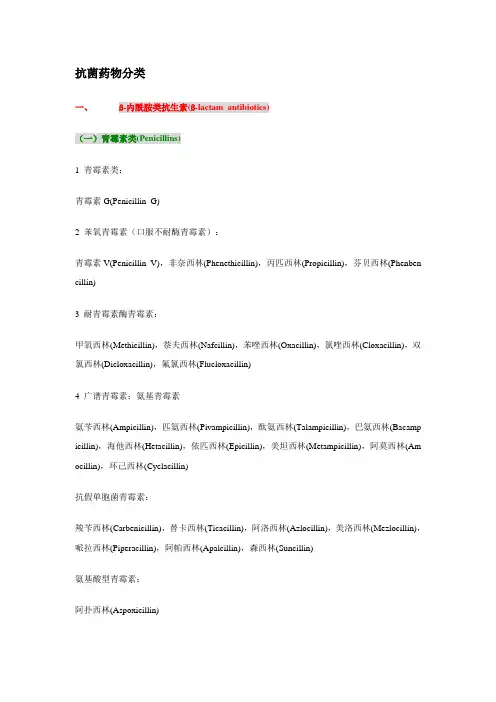 抗菌药物分类