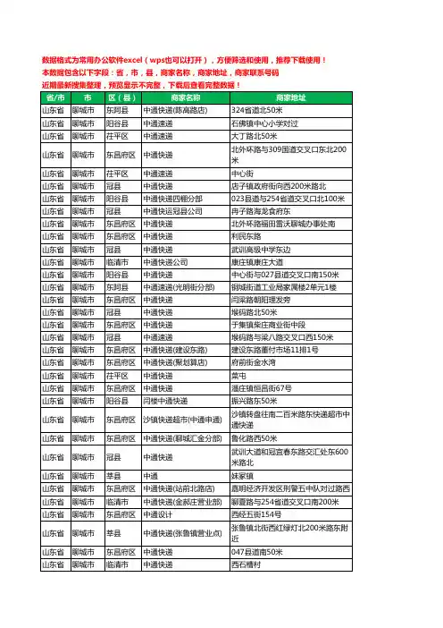 2020新版山东省聊城市中通快递工商企业公司商家名录名单联系电话号码地址大全85家