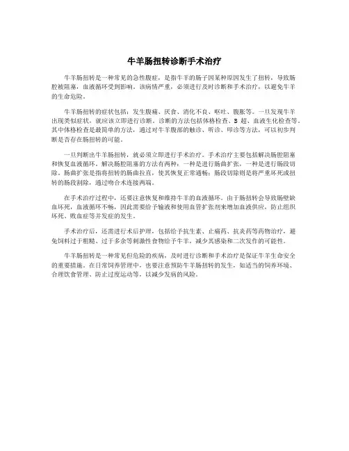 牛羊肠扭转诊断手术治疗