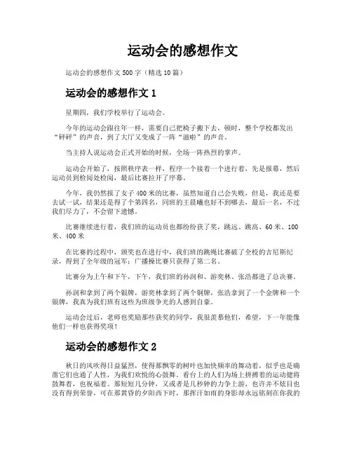 运动会的感想作文
