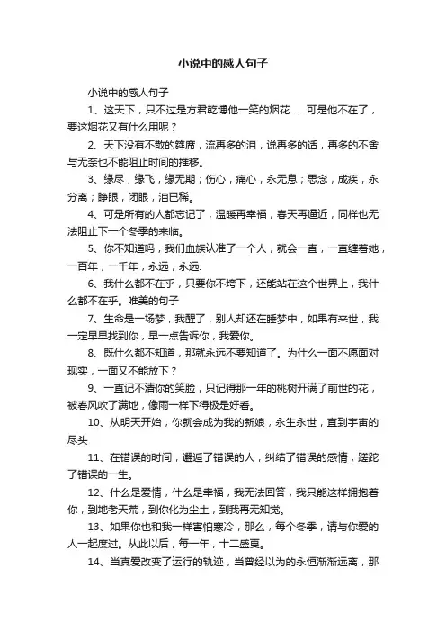 小说中的感人句子