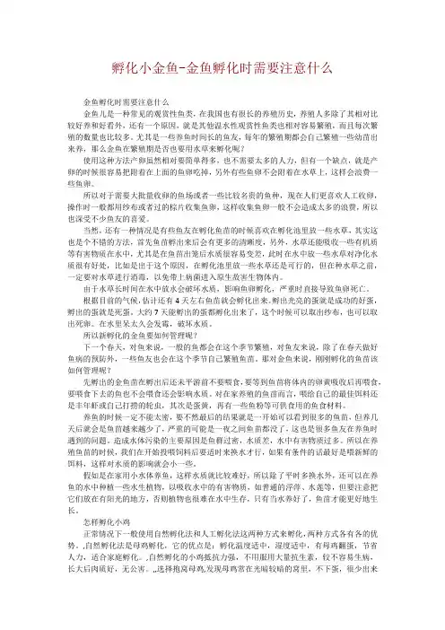 孵化小金鱼-金鱼孵化时需要注意什么