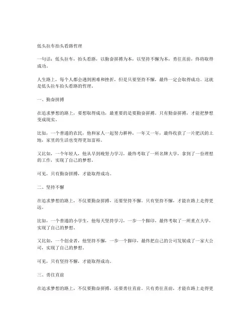 低头拉车抬头看路哲理