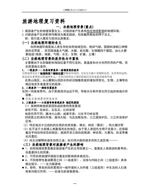 中国旅游地理复习重点