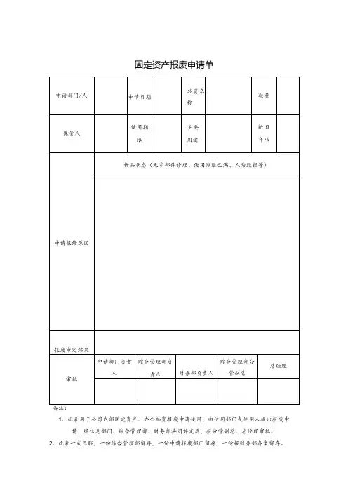 固定资产报废申请单
